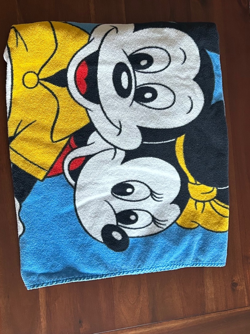 Vintage Disney Mickey Minnie Mouse Scooter Beach Towel Retro 80s 90s Blue
